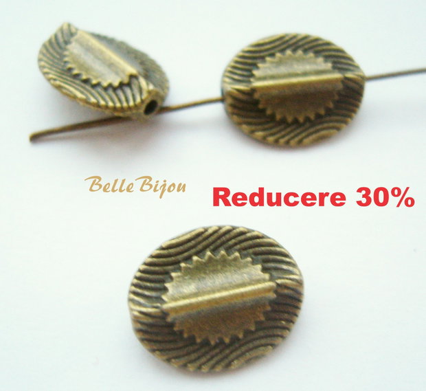 Distantier oval finisaj bronz aprox 15x12x4.5 mm