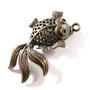 5333 - (1buc) Pandantiv / charms, aliaj bronz, peste, 3D, 33x17x7mm