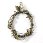 5339 - Pandantiv, aliaj bronz, coronita frunze, fluturi, 62x40mm