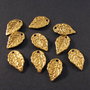 5448 - (10buc) Charms, frunza, aliaj auriu, 15x9mm