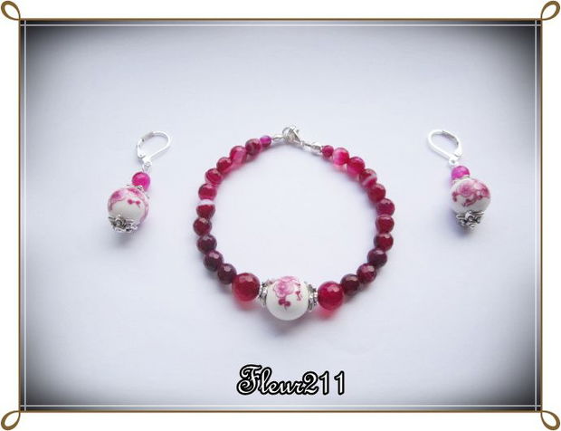 SET- AGATE DANTELATE FUCSIA SI PORTELAN