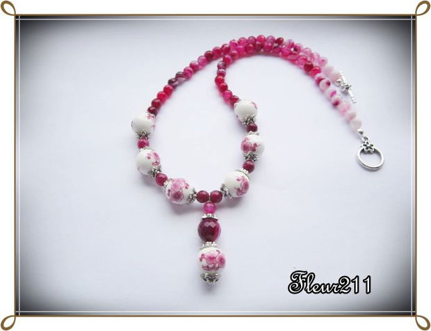 SET- AGATE DANTELATE FUCSIA SI PORTELAN