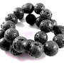 2410 - (6 buc) Margele lava neagra 16mm