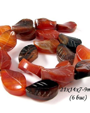 4740 - (6buc) Frunze, agate gravate, rasucite