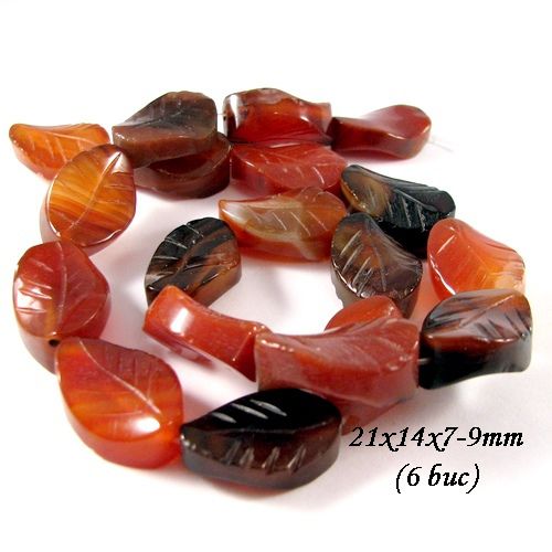 4740 - (6buc) Frunze, agate gravate, rasucite