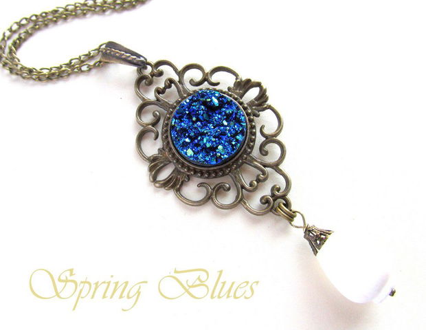 Colier druzy SPRING BLUES