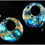 5179 - (1 buc) Pandantiv, sediment marin, donut inel, albastru bleu