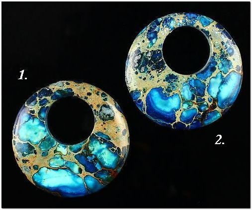 5179 - (1 buc) Pandantiv, sediment marin, donut inel, albastru bleu