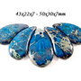 4782 - SET, baza colier pandantiv 5 piese, sediment marin, bleu albastru beige, virgula picatura lacrima