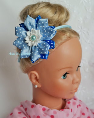 Cordeluta saten cu floare bleu