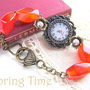 Ceas/Bratara piatra carneol&perle swarovski TIME