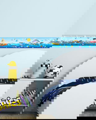 Bordura perete/ friza autocolant 2 m (wall border) cu Vapoare si barci - by babygraphics