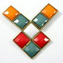 5525 - Baza colier / pandantiv, 3 segmente tip link / conector, auriu, cabochoane acrilice