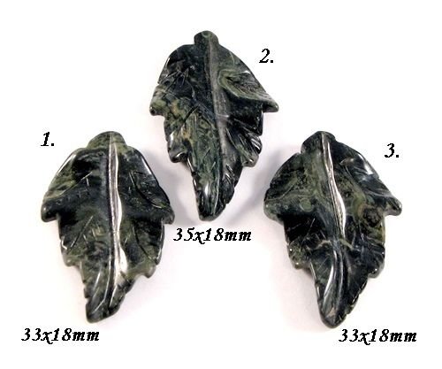 5531 - (1buc) Pandantiv, frunza sculptata, kambaba jasper, verde inchis