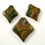 5533 - SET Pandantive, jasp kambaba, romb, verde kaki maro olive