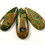 5534 - SET Pandantive, jasp kambaba, picatura, verde kaki maro olive