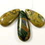 5535 - SET Pandantive, jasp kambaba, picatura, verde kaki maro olive