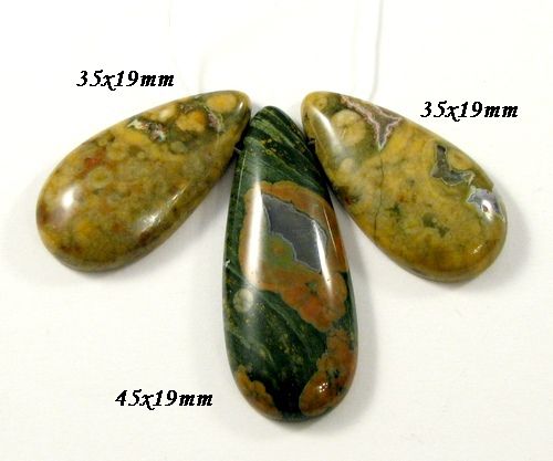 5535 - SET Pandantive, jasp kambaba, picatura, verde kaki maro olive