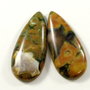 5536 - SET Pandantive, jasp kambaba, picatura, verde kaki maro olive