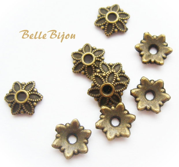 Capacel ornamental finisaj bronz antichizat model floare aprox 7x2 mm
