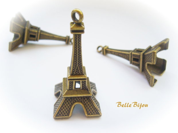 Pandantiv turn Eiffel 3D finisaj bronz aprox 42x22 mm