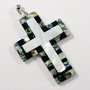 5539 - Pandantiv, cruciulita, sidef alb, scoica paua abalone