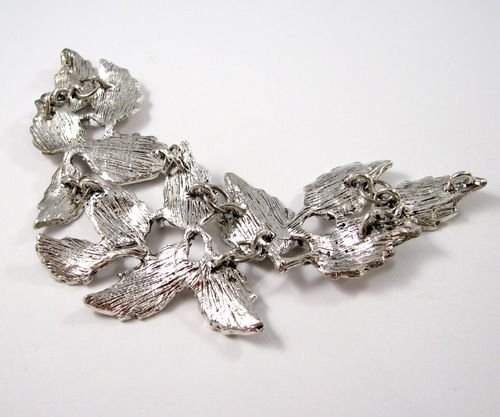 5540 - Pandantiv / baza colier, aliaj metalic argintiu antichizat, frunze