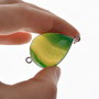 Conector agata teardrop verde galbui in rama argintata - superba