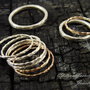 Stacking Rings din argint 925 si goldfilled cu textura de ciocan - REZERVAT E.