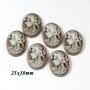 5613 - (6buc) Cabochon camee, rasina, lady, maro capucino alb prafuit