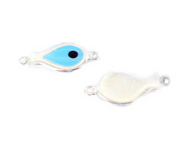 1b Link  argintiu blue fish 35 x 15mm