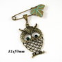 5671 - Baza brosa, bufnita, frunza, bronz, verdigris