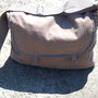 Geanta din bumbac (velura) culoare crem prafuit