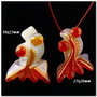 5683 - (2buc) Pandantive / charms, pestisorul de aur, agata sculptata, rosu cu alb cenusiu