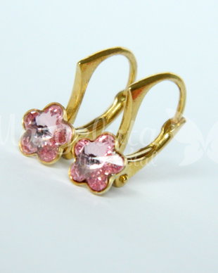 Cercei Swarovski - Floricica / Argint 925 placat cu aur