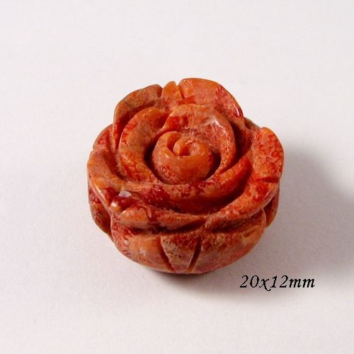 5700 - Cabochon, floare sculptata, coral, 20x12mm