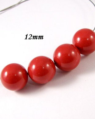 5701 - (4buc) 12mm  Swarovski, perle, red coral