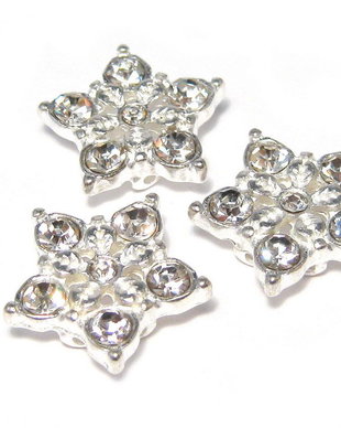 Distantier cu strasuri, 2 siruri, floare, 18 mm