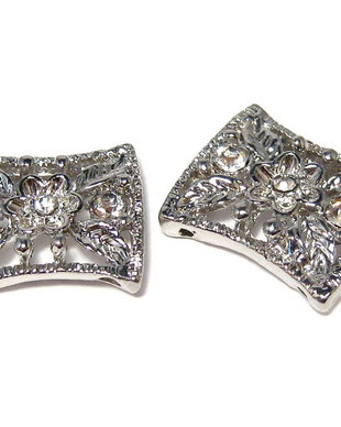 Distantiere cu strasuri, 2 siruri, 15x16 mm