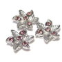 Distantiere cu strasuri, floare roz, 2 siruri, 14 mm