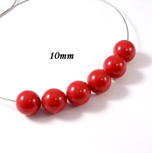 5702 - (4buc) 10mm  Swarovski, perle, red coral