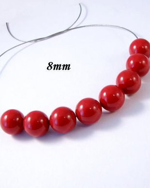5703 - (10buc) 8mm  Swarovski, perle, red coral