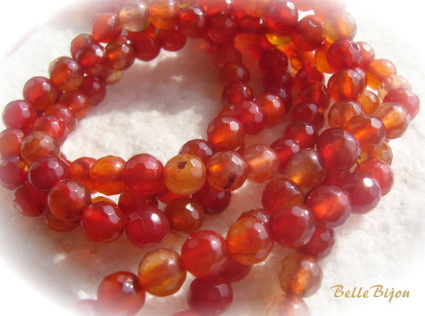 Agate sângerii faţetate aprox 6 mm