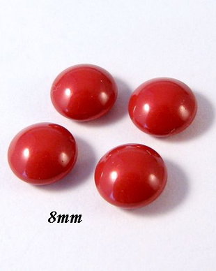 5706 - (4buc) 8mm  Swarovski, cabochon perla cristal, red coral