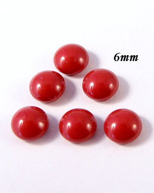 5707 - (2buc) 6mm  Swarovski, cabochon perla cristal, red coral