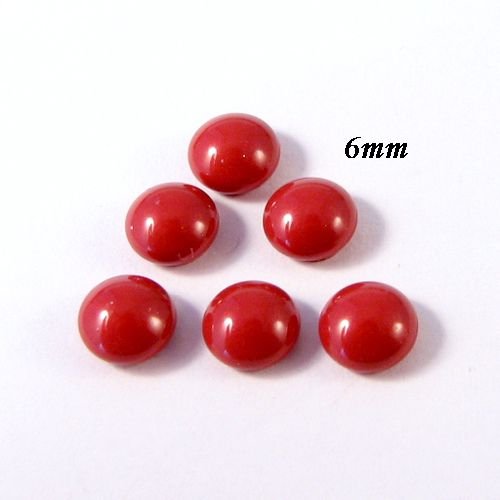 5707 - (2buc) 6mm  Swarovski, cabochon perla cristal, red coral