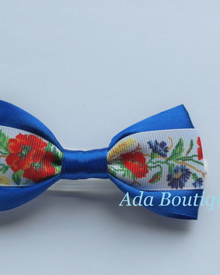 Mini papion cu flori de camp albastru