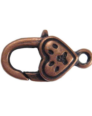 Inchizatoare inimioara, cupru, 21x11 mm