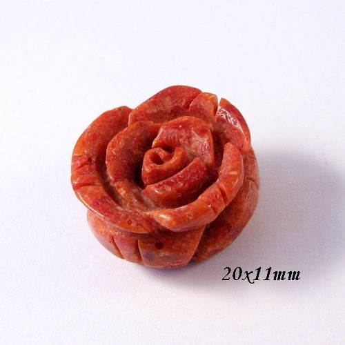 5725 - Cabochon, floare sculptata, coral, 20x11mm