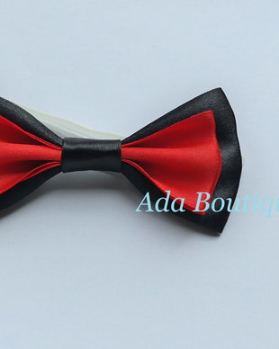 Mini papion elegant negru/rosu